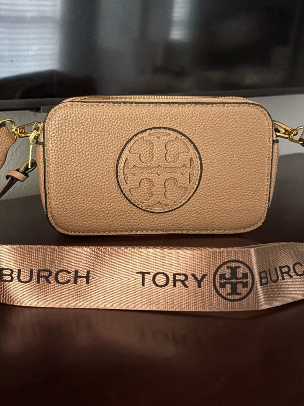 Tory Burch Pebbled Leather Crossbody in Tan